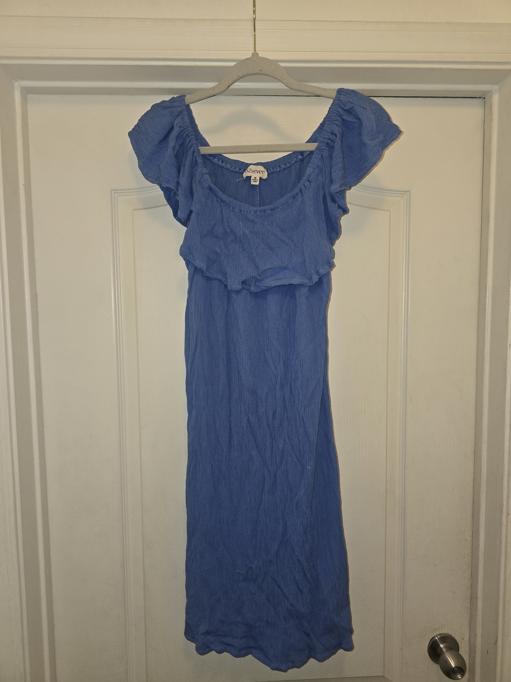 Seven7 Periwinkle Ruffle-Sleeve Maxi Dress